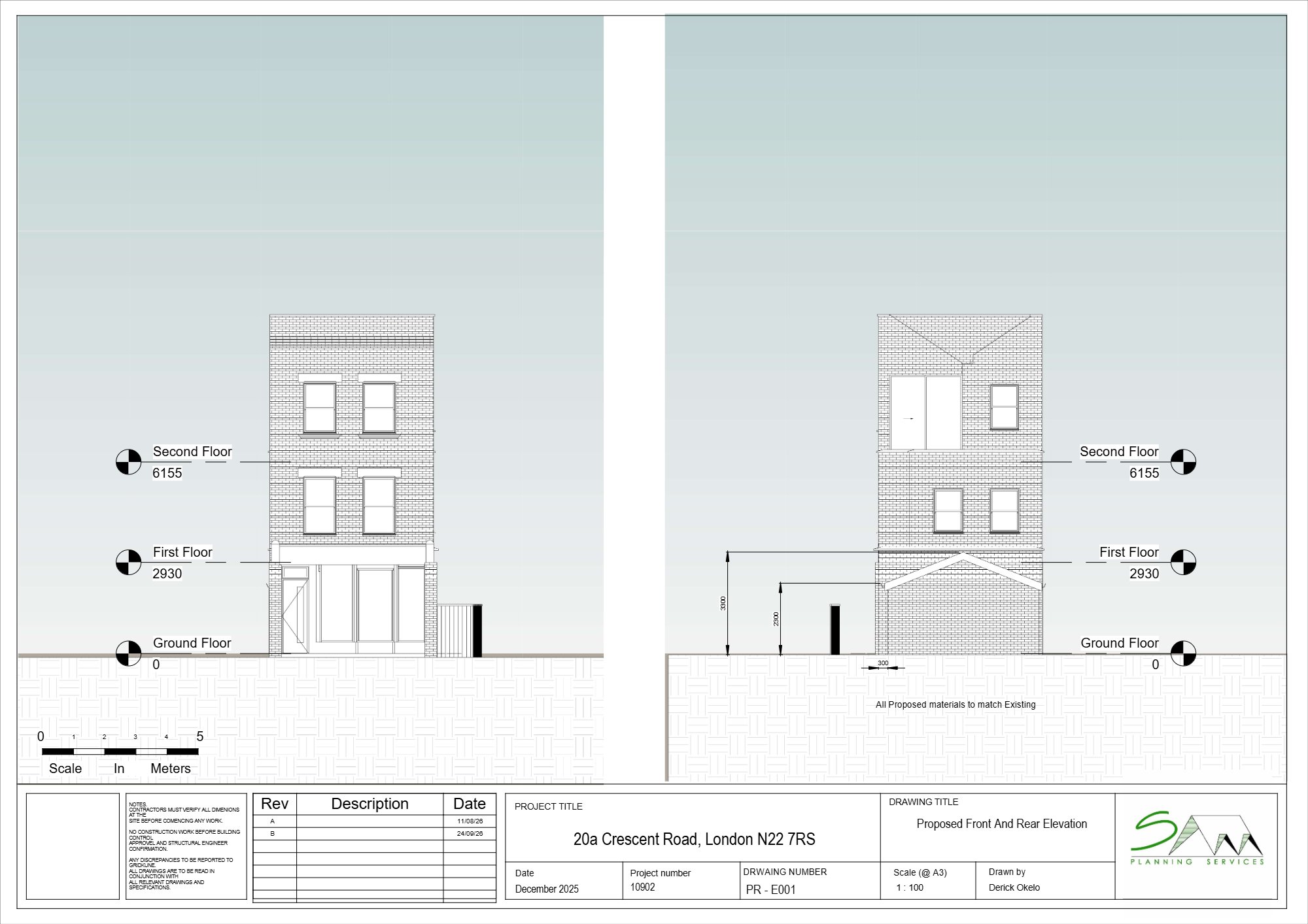 Single-storey rear extension approved in Haringey — approved drawing 1
