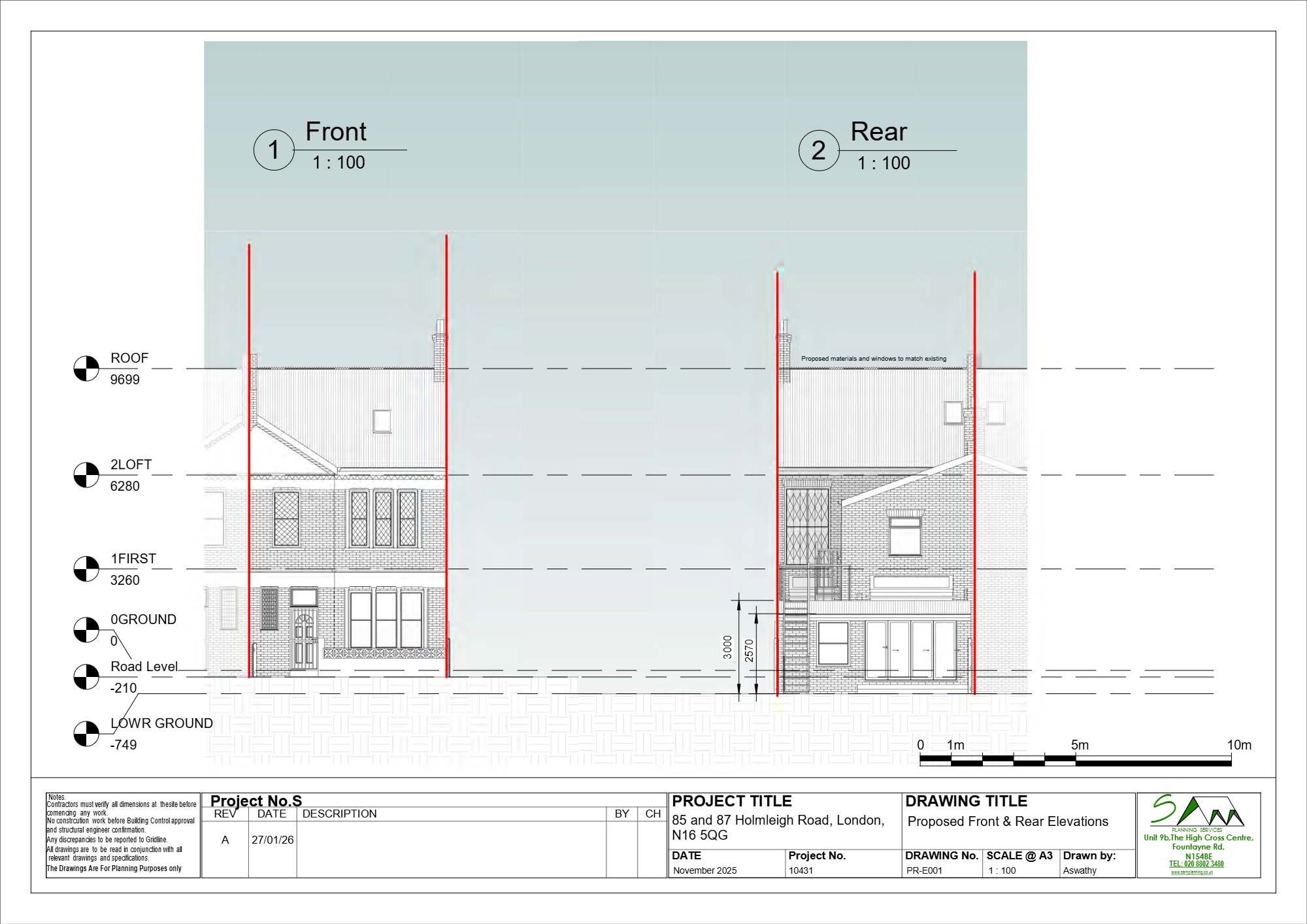 Single-storey side and rear extension approved at Holmleigh Road, Hackney — approved drawing 1