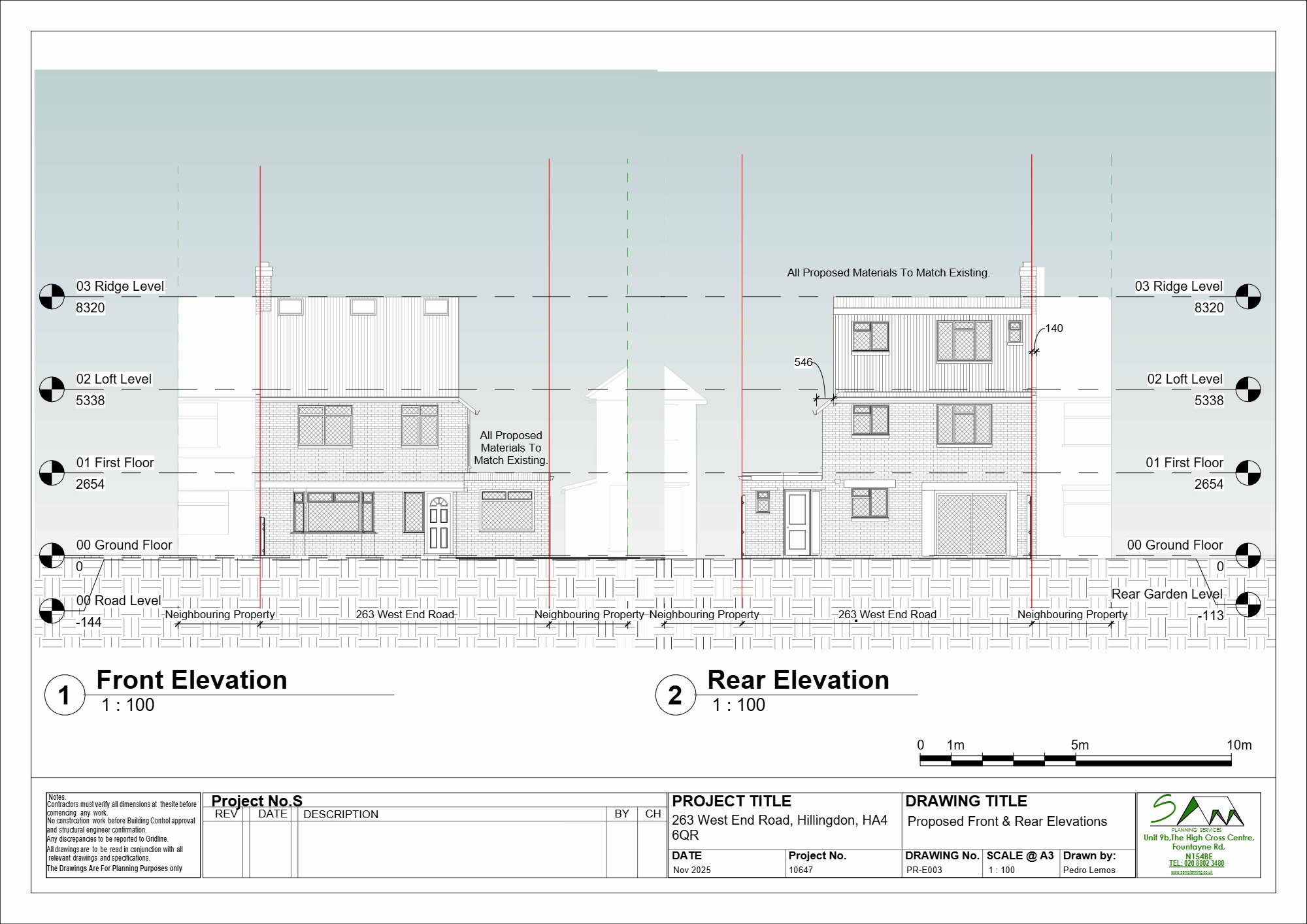 Loft conversion at 263 West End Road, Ruislip — approved drawing 1