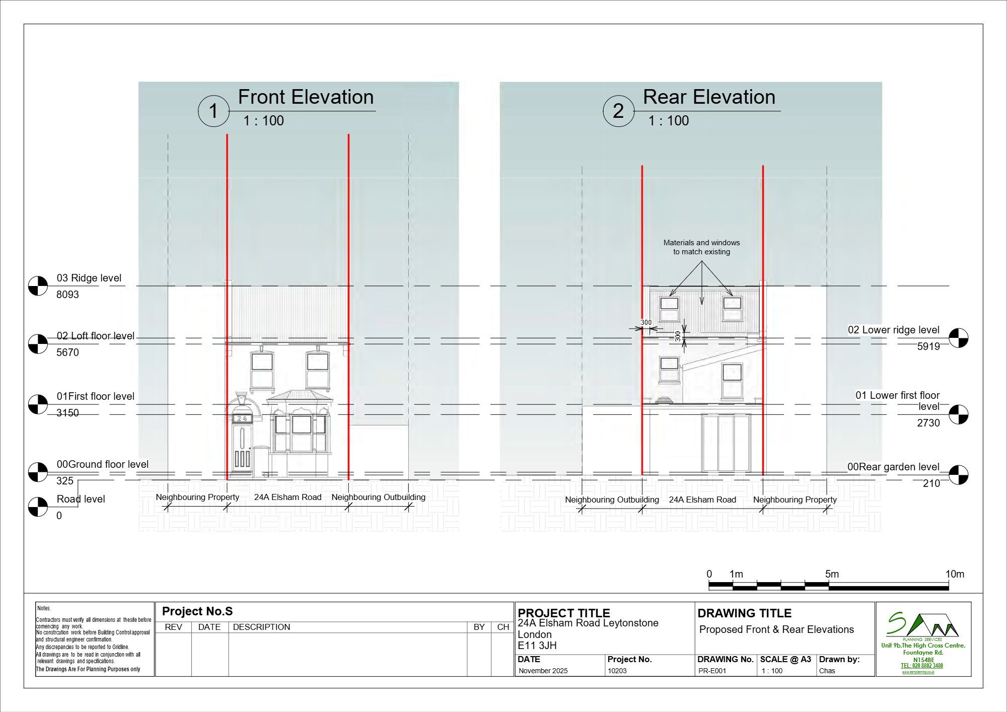 Dormer roof extension approved at 24A Elsham Road, Waltham Forest — approved drawing 1