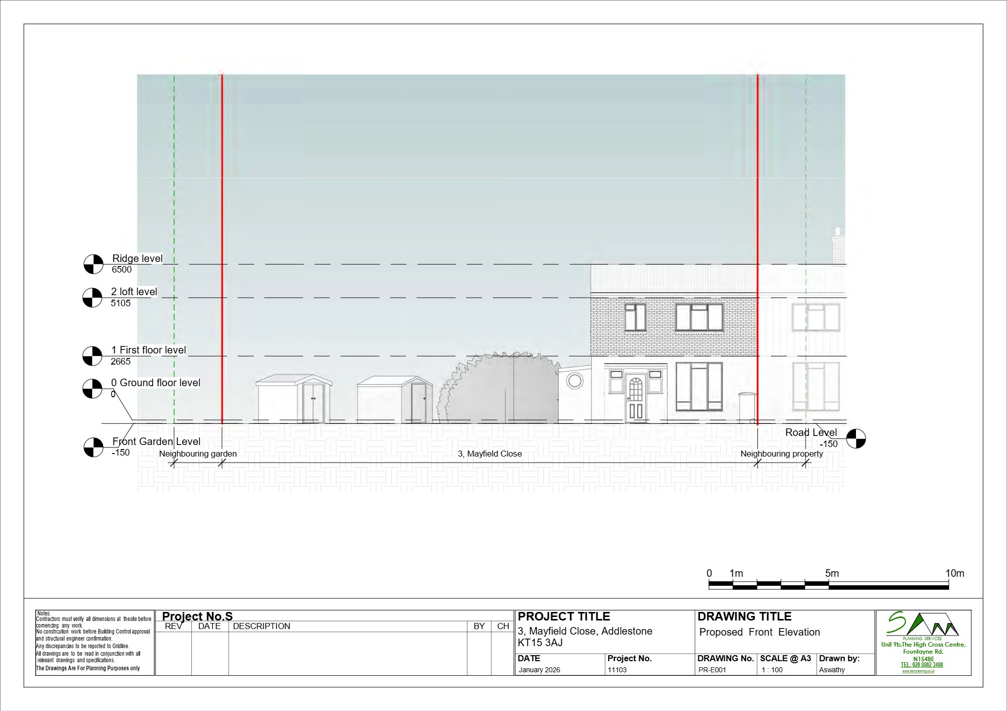Single-storey rear extension approved in New Haw, Surrey — approved drawing 1