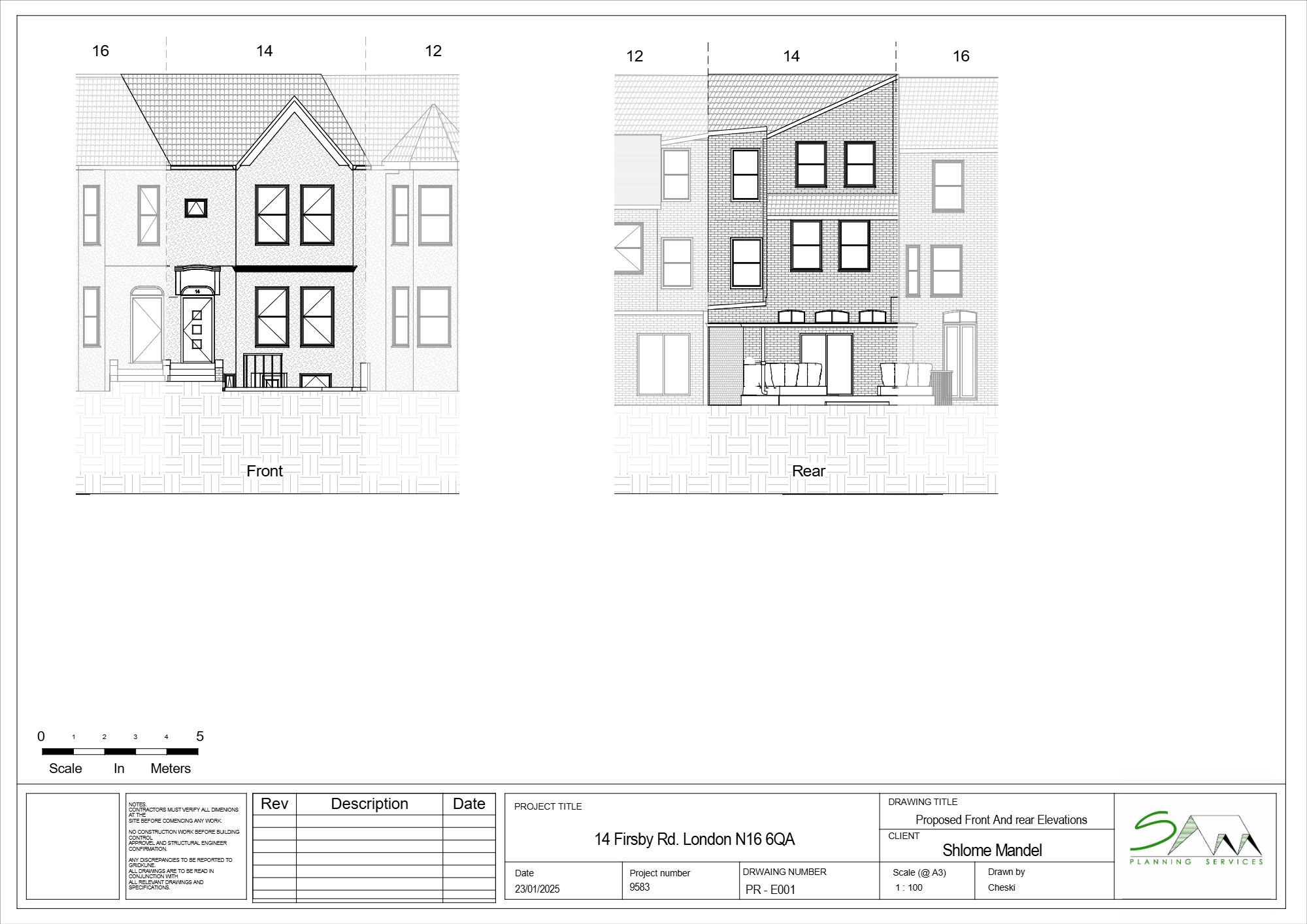 Basement extension approved at Firsby Road, Hackney — approved drawing 1