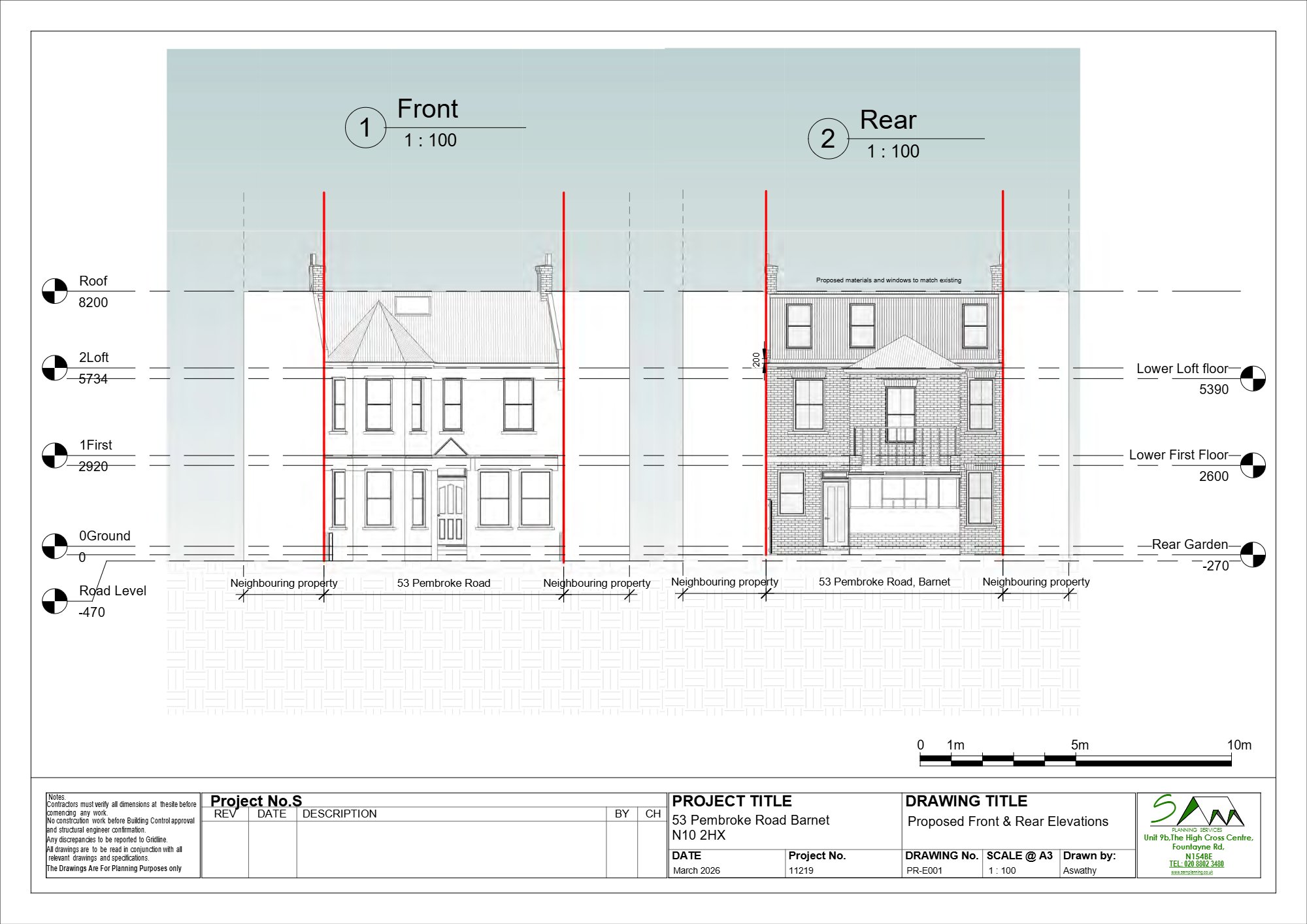 Roof extension approved at Pembroke Road, Barnet — approved drawing 1