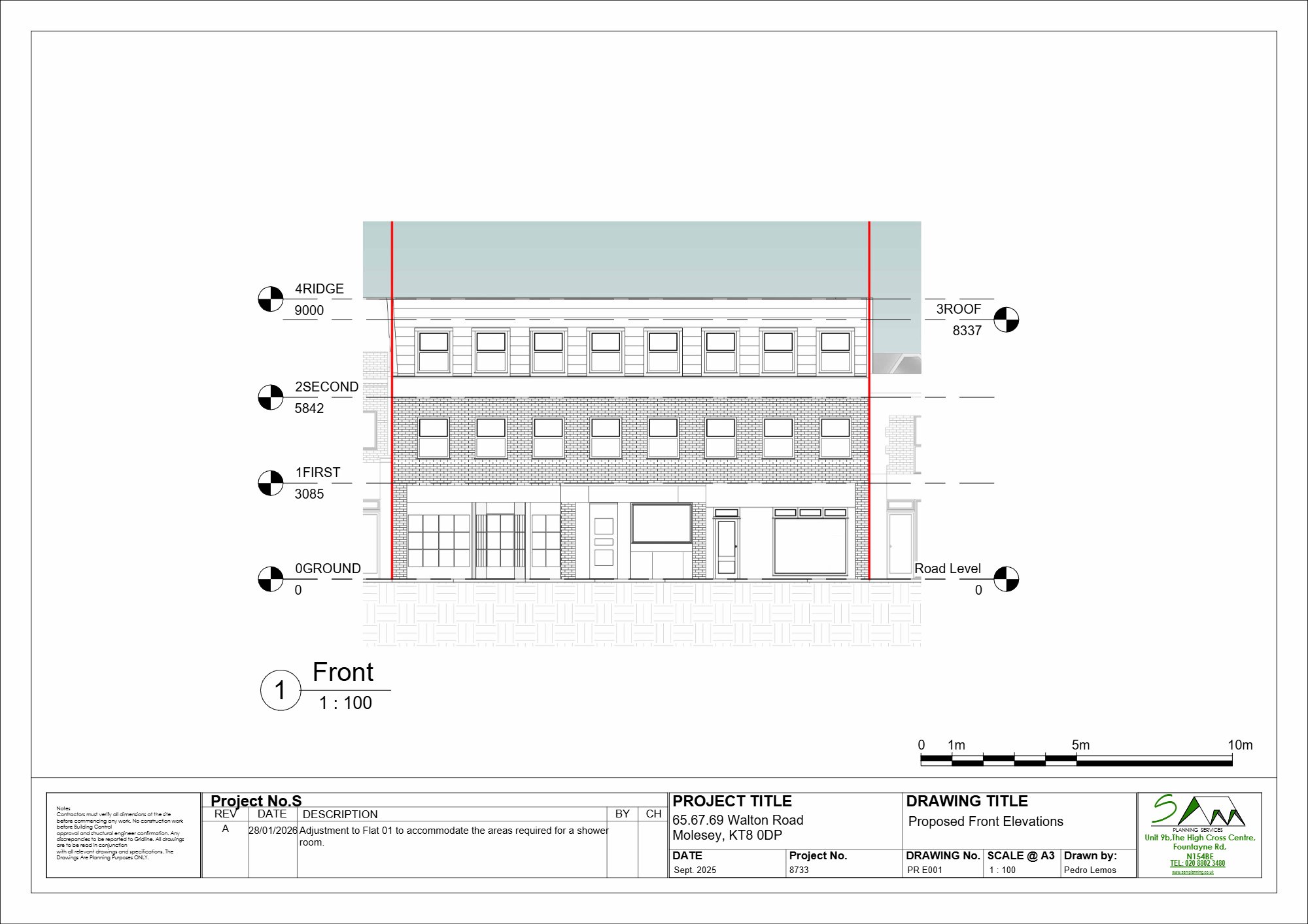 Ten-person residential conversion approved in Molesey, Elmbridge — approved drawing 1