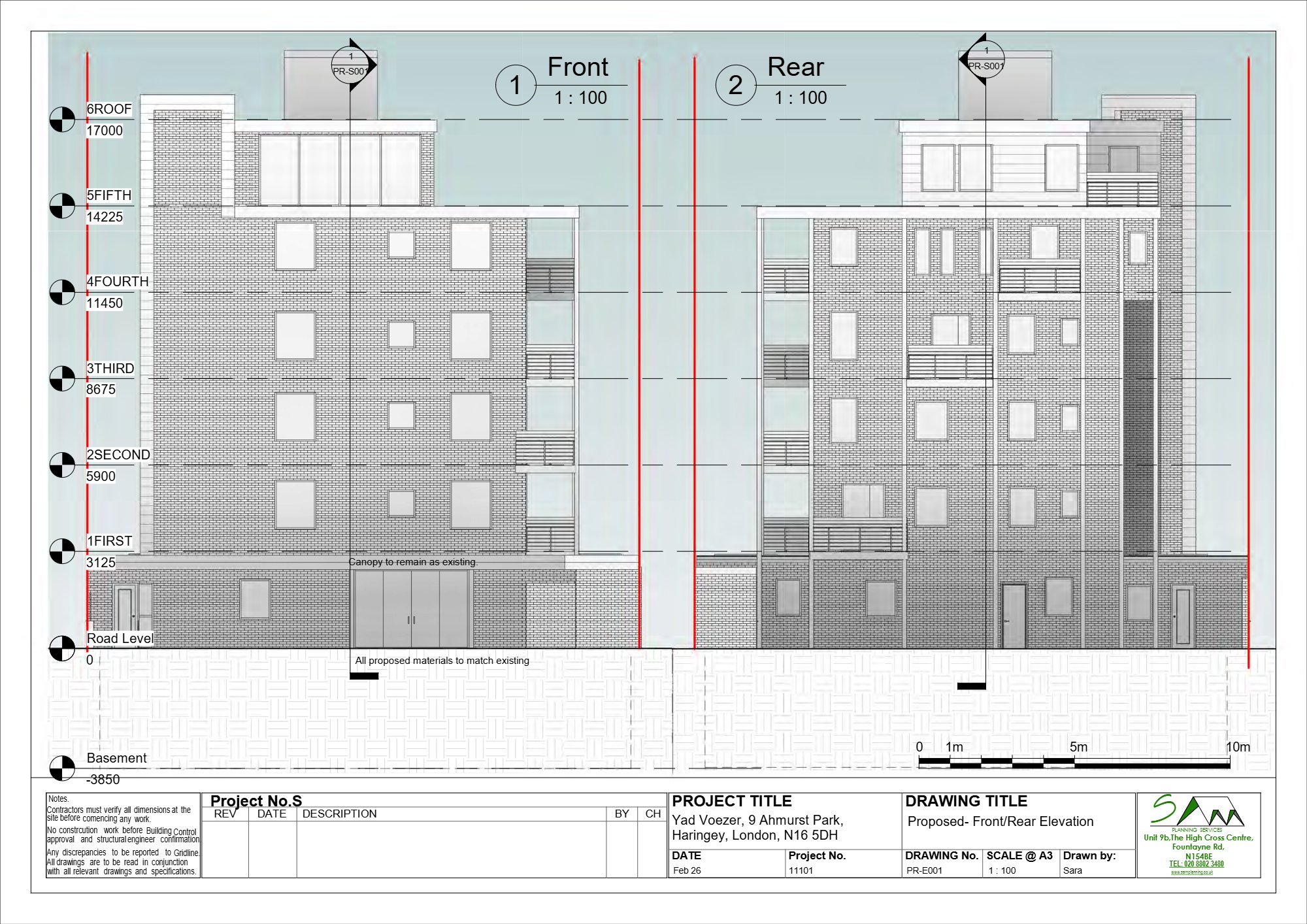 Reception door installation approved at Amhurst Park, Hackney — approved drawing 1