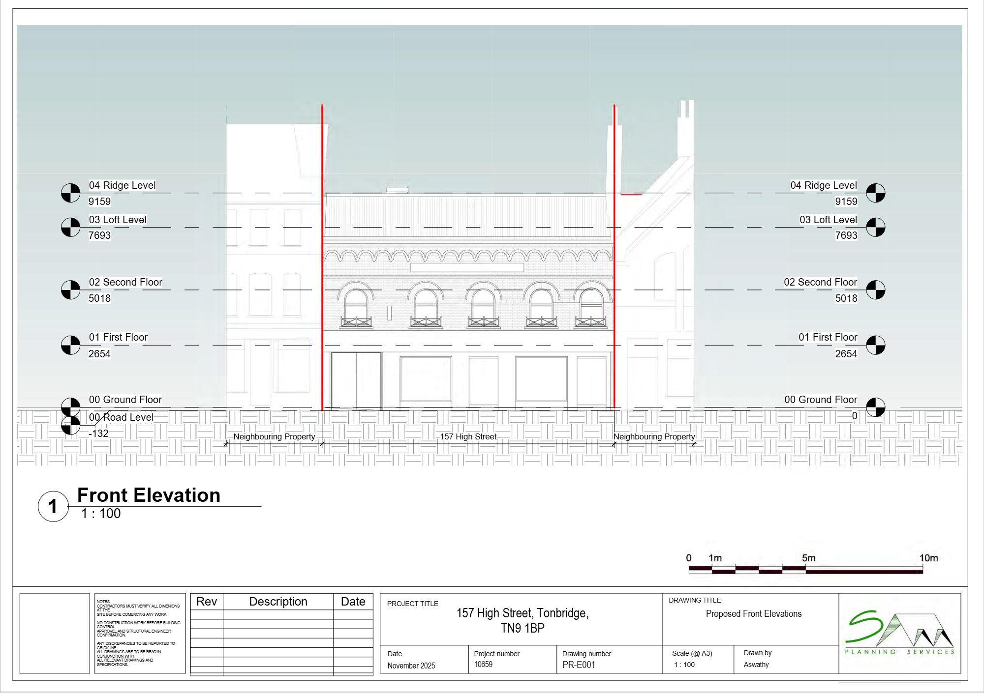 Single-bedroom flat approved at 157 High Street, Tonbridge — approved drawing 1