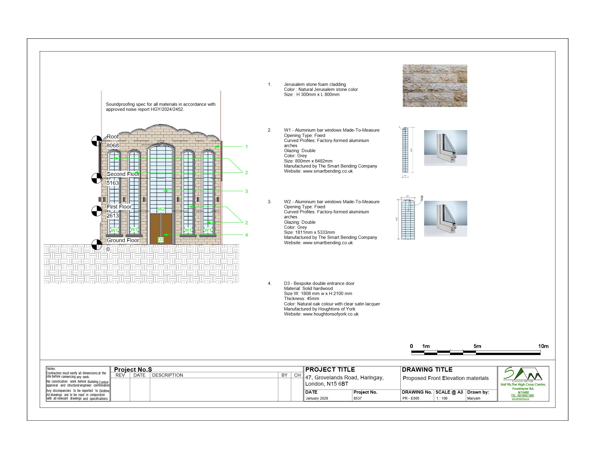 Materials approved for 47 Grovelands Road, Tottenham — approved drawing 1