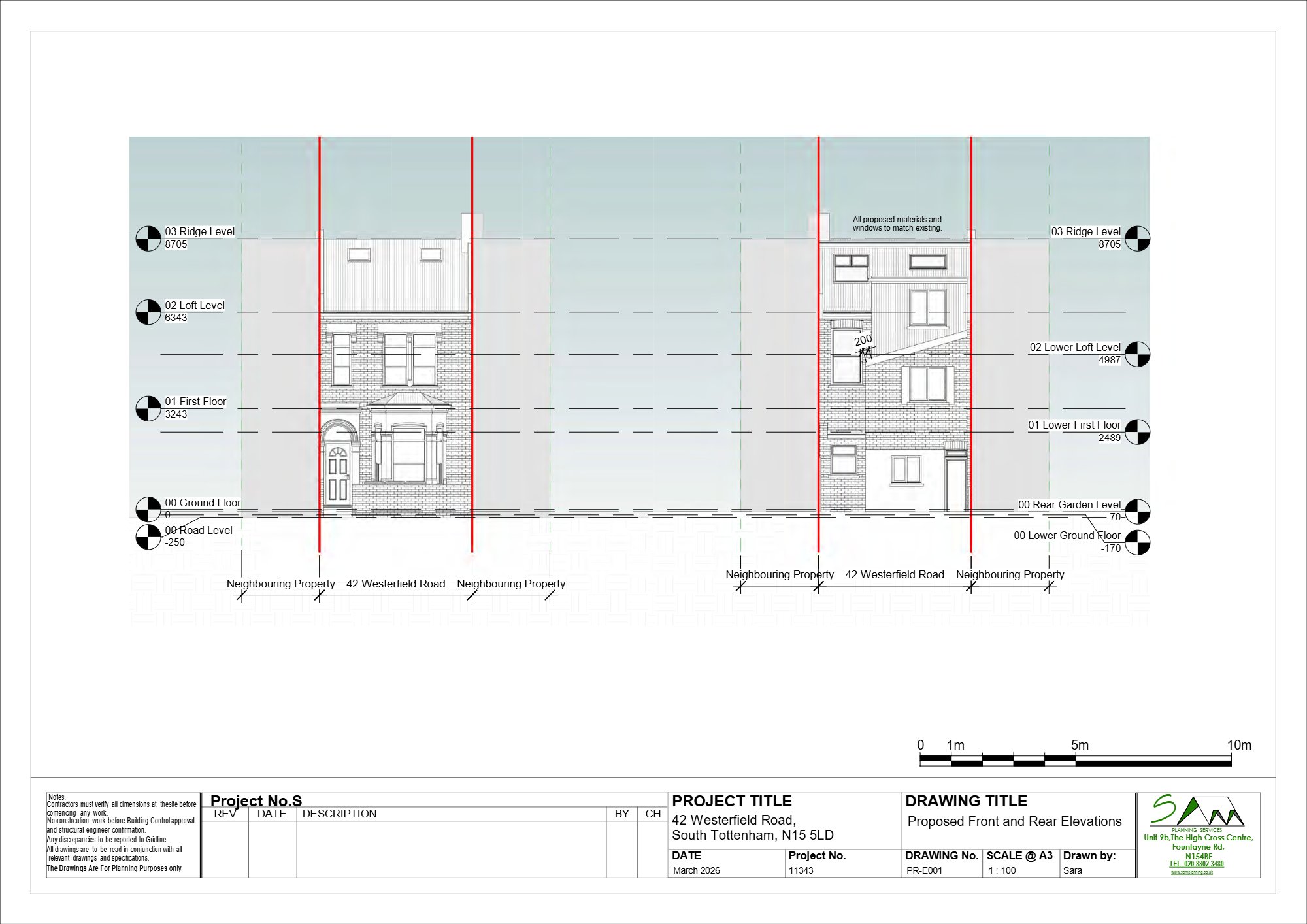 Extension above rear outrigger roof projection approved at 42 Westerfield Road, Tottenham — approved drawing 1