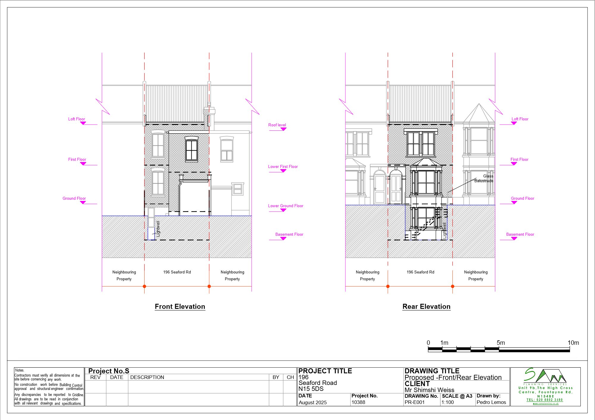 Installation of staircase and new door approved at Seaford Road, Haringey — approved drawing 1