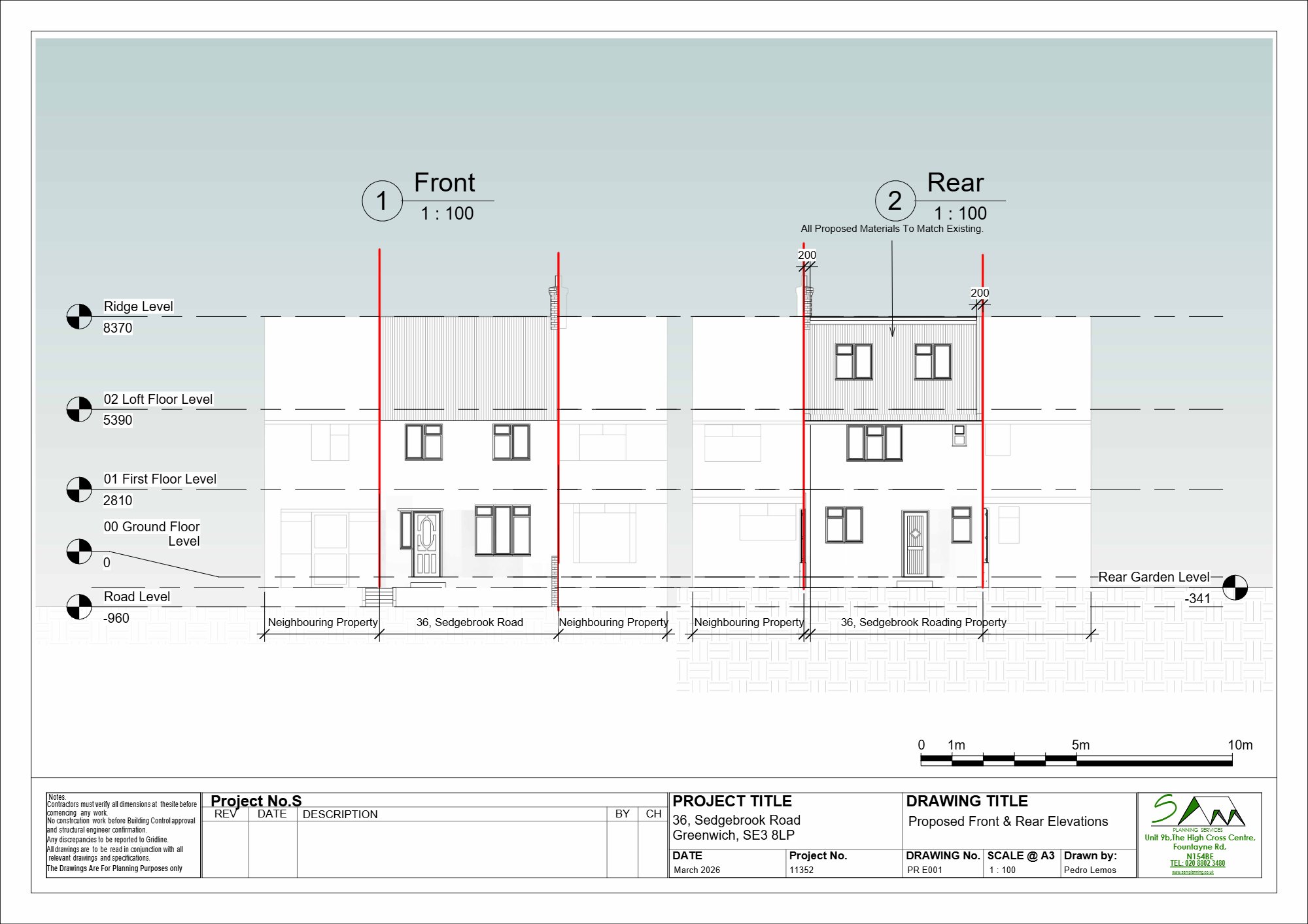 Rear dormer roof extension approved on Sedgebrook Road, Kidbrooke, London — approved drawing 1