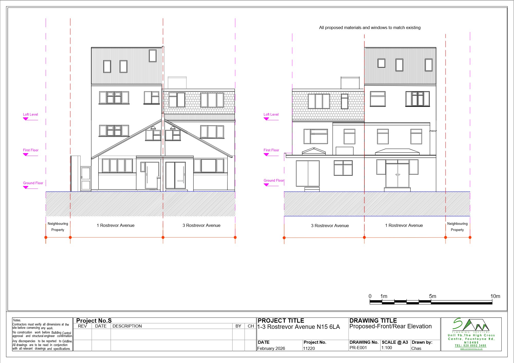 First floor rear extension approved in Tottenham, Haringey — approved drawing 1