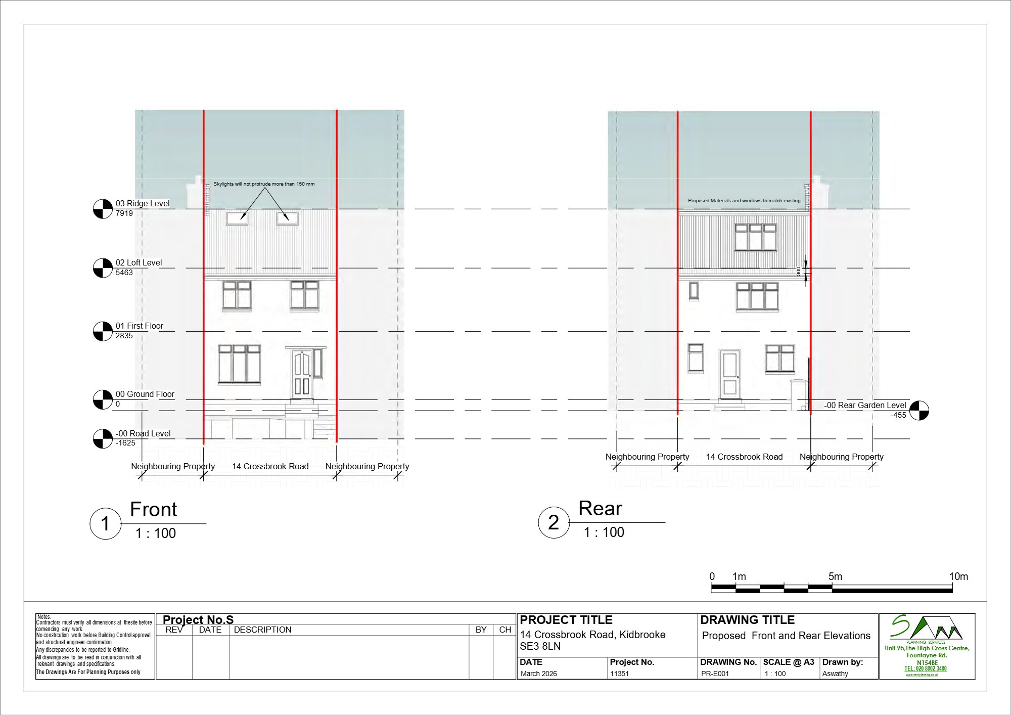 Dormer roof extension and rooflights approved in Kidbrooke — approved drawing 1