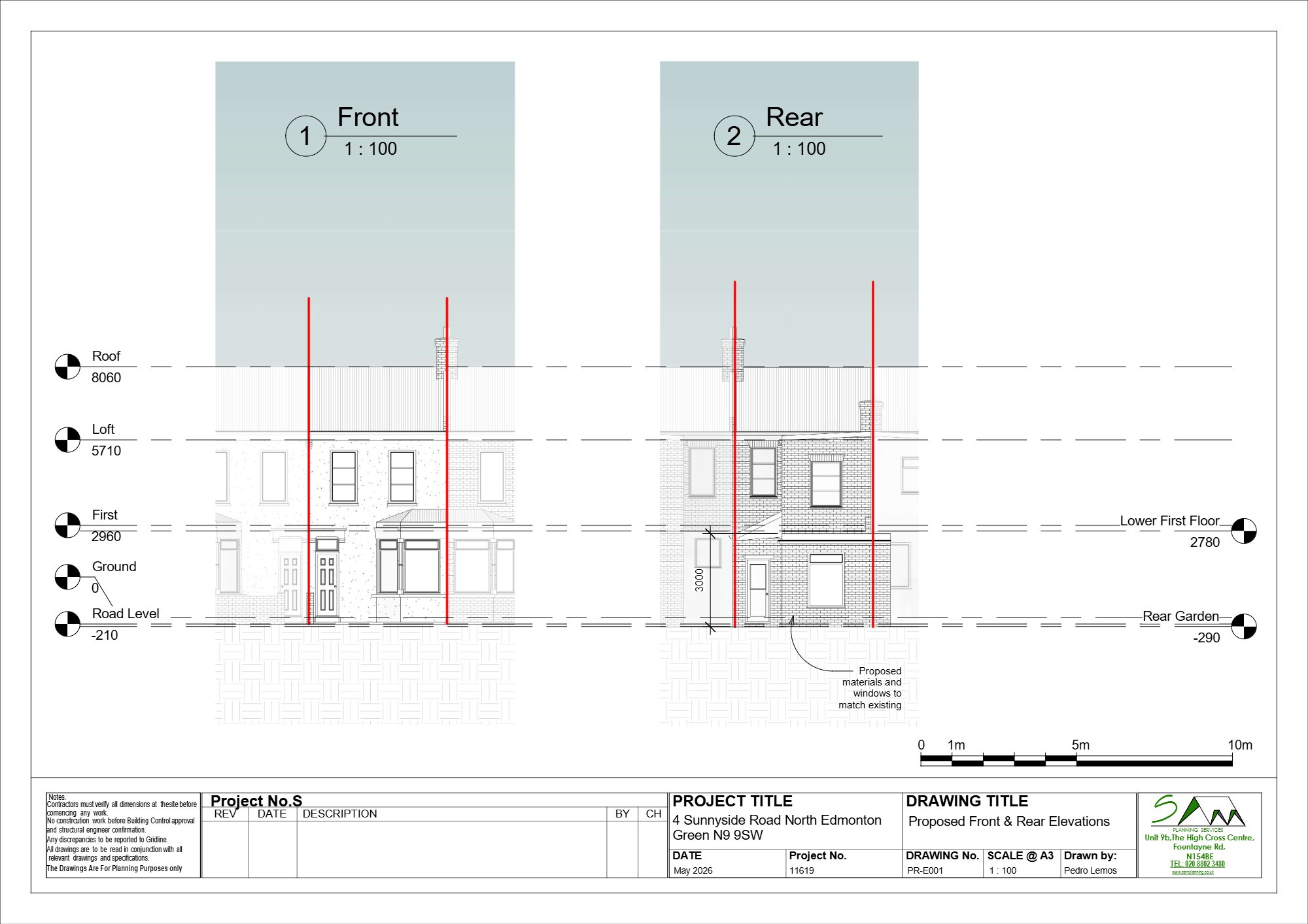 Single storey rear extension approved in Enfield — approved drawing 1