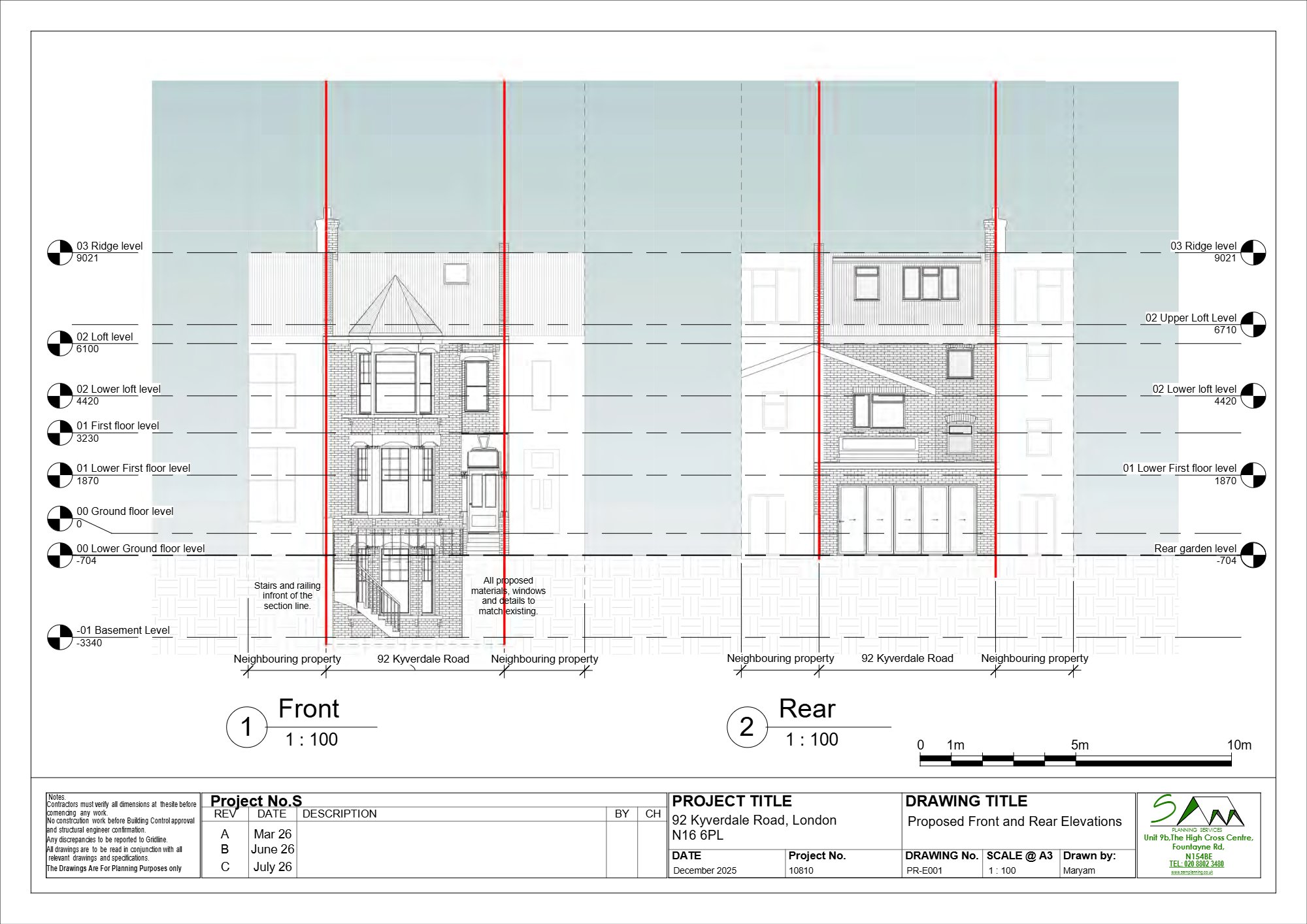 Basement excavation and extensions approved at Kyverdale Road, Hackney — approved drawing 1