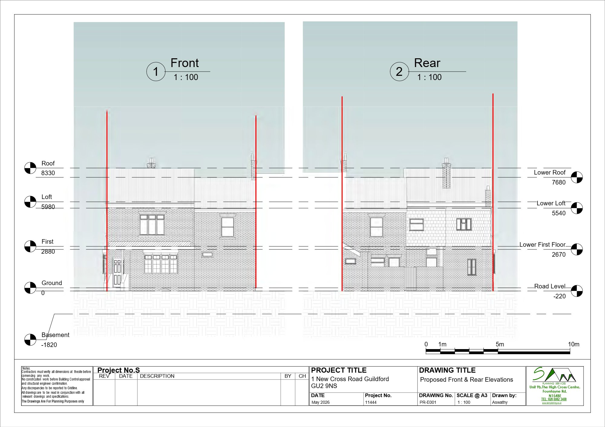 Change of use from commercial to single dwelling house approved in Guildford — approved drawing 1
