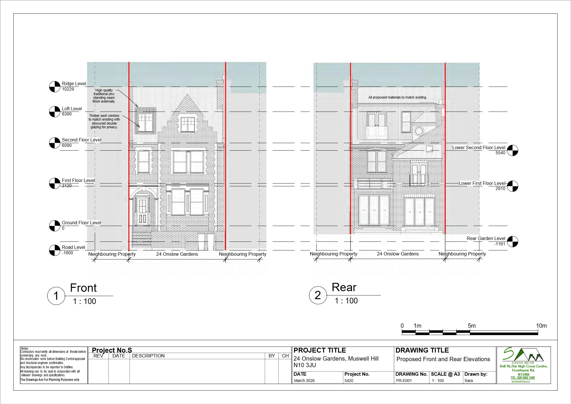 Dormer windows approved in Hornsey, Haringey — approved drawing 1