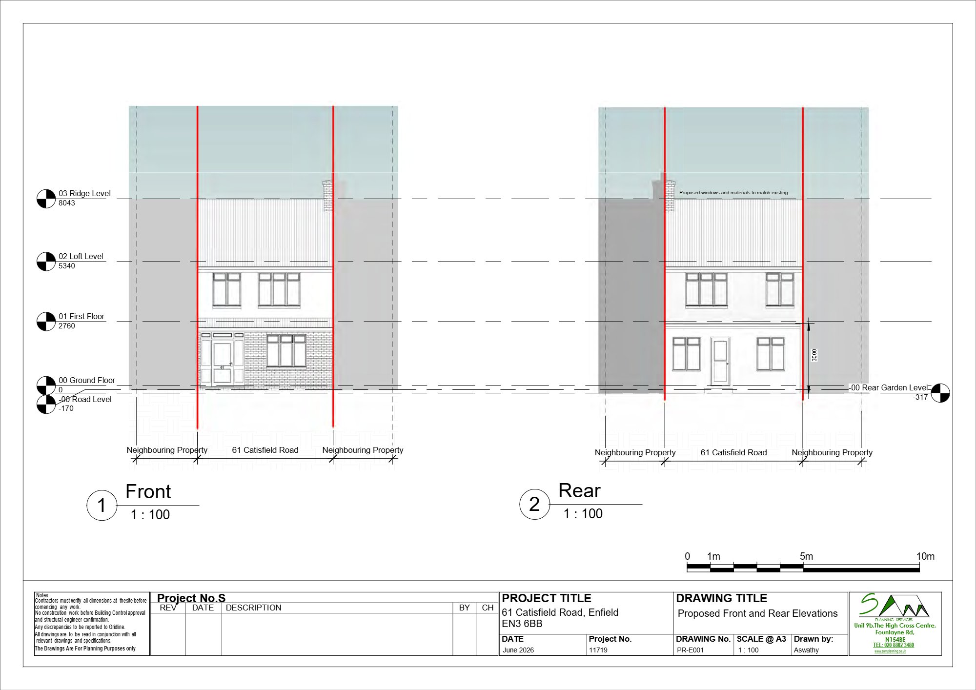 Single storey rear extension approved in Enfield — approved drawing 1