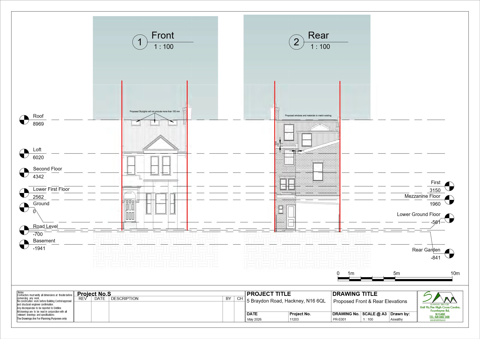 Rear dormer and outrigger roof extension approved at Braydon Road, Hackney — approved drawing 1