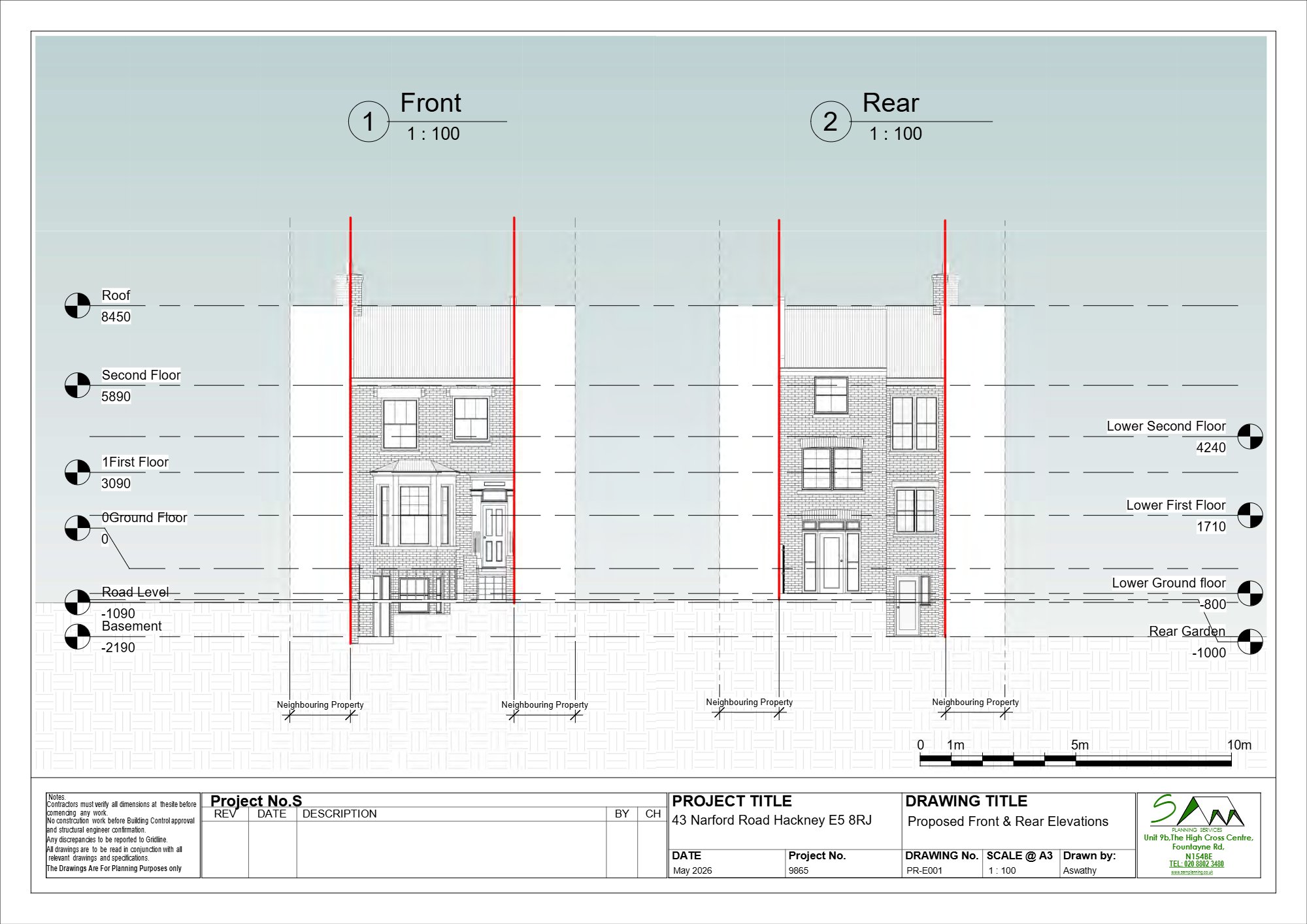 Front lightwell approved in Hackney — approved drawing 1