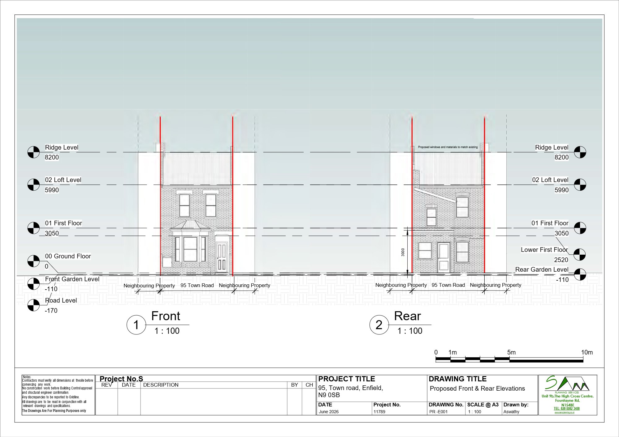 Prior Approval Not Required for single storey rear extension at 95 Town Road, Enfield — approved drawing 1