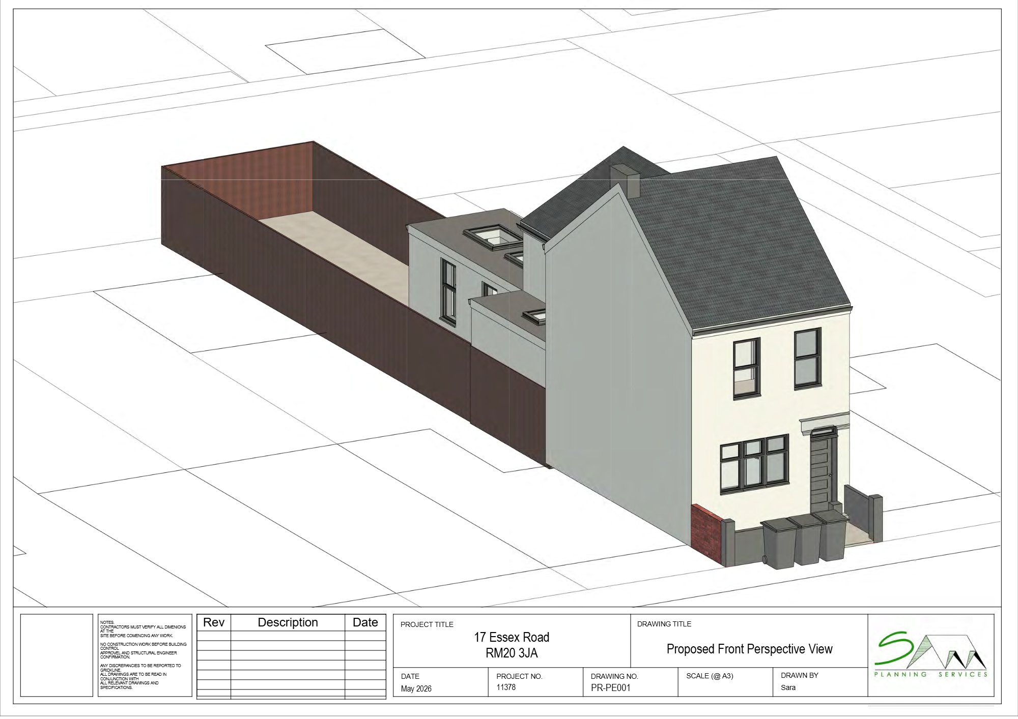 Prior approval not required for rear extensions on Essex Road, West Thurrock — approved drawing 1