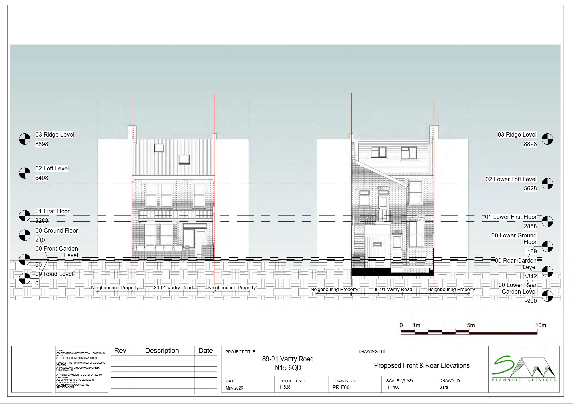 Four-bedroom dwelling house approved at Vartry Road, Haringey — approved drawing 1