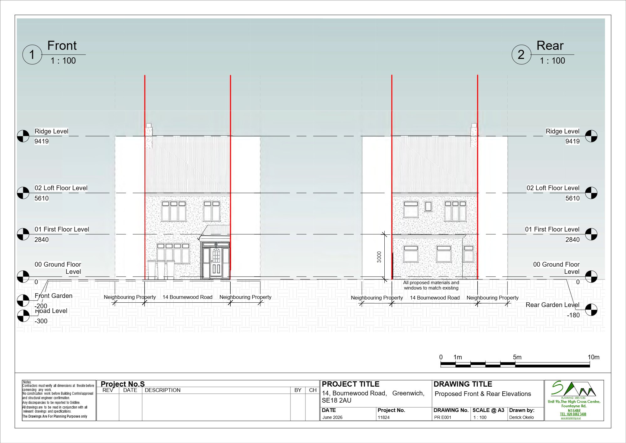 Prior Approval for single-storey rear extension granted on Bournewood Road, Greenwich — approved drawing 1