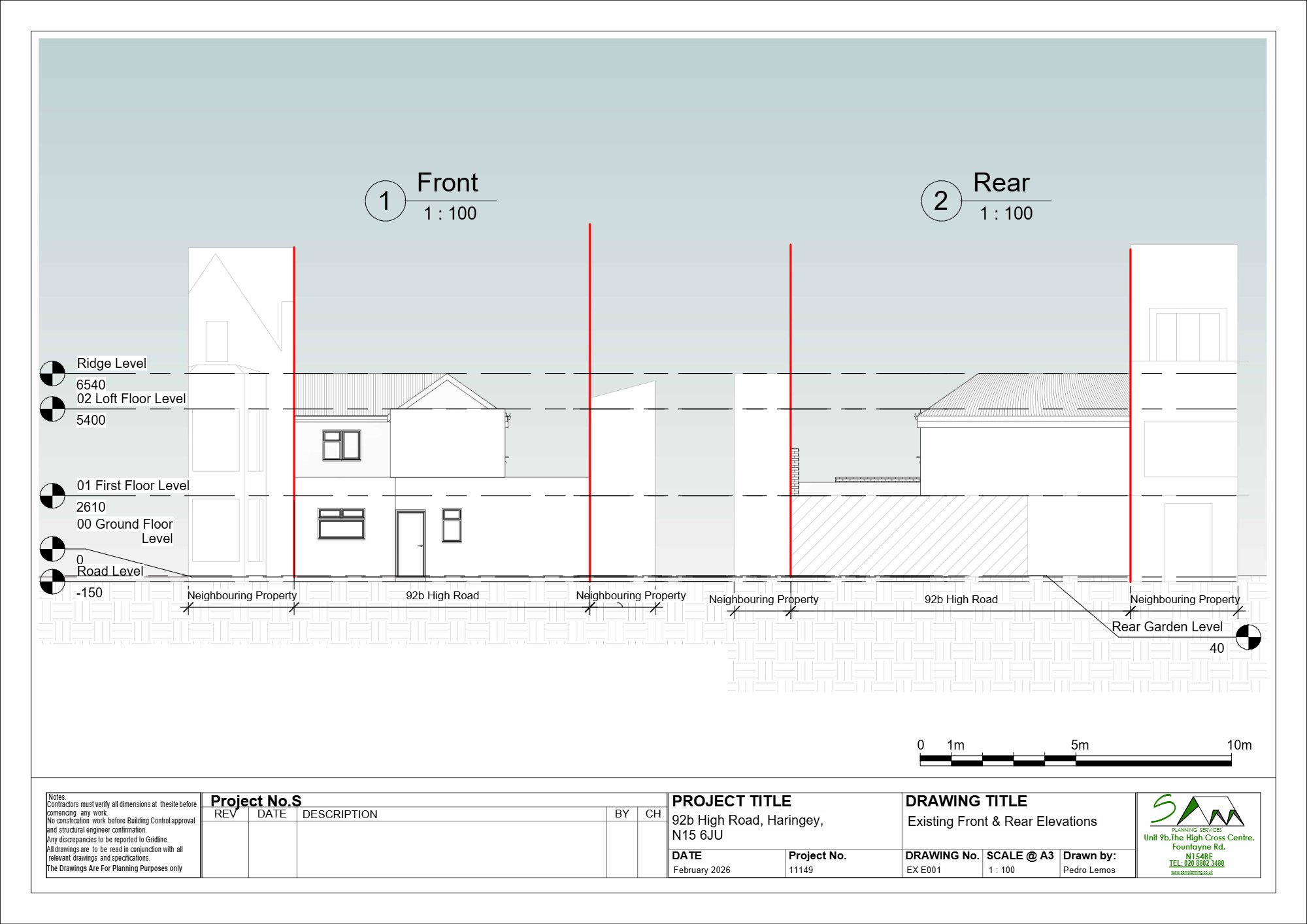 Certificate of Lawfulness (existing) for first-floor extension at 92B High Road, Tottenham, Haringey — approved drawing 1