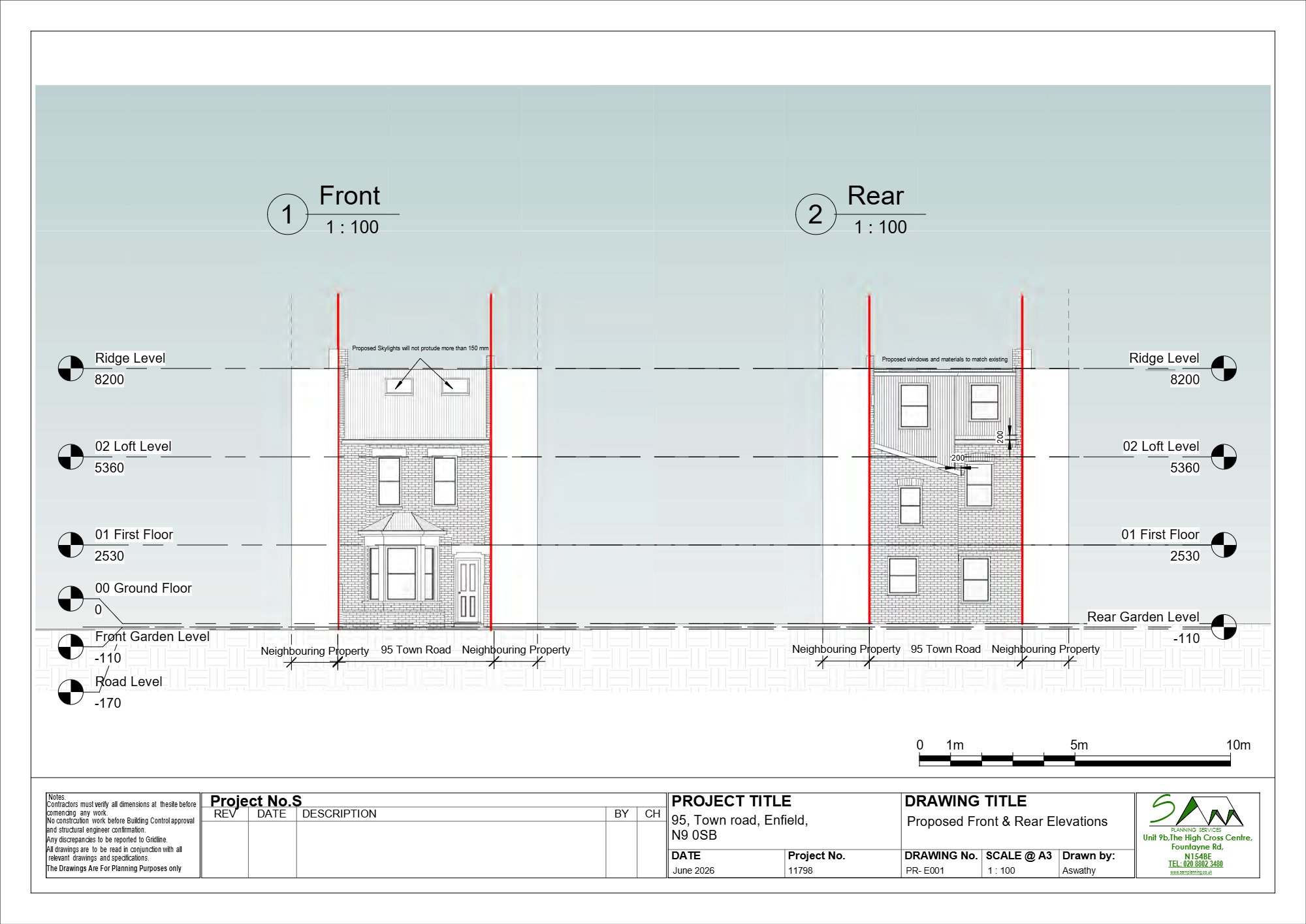 Loft extension certificate of lawfulness approved in Enfield — approved drawing 1