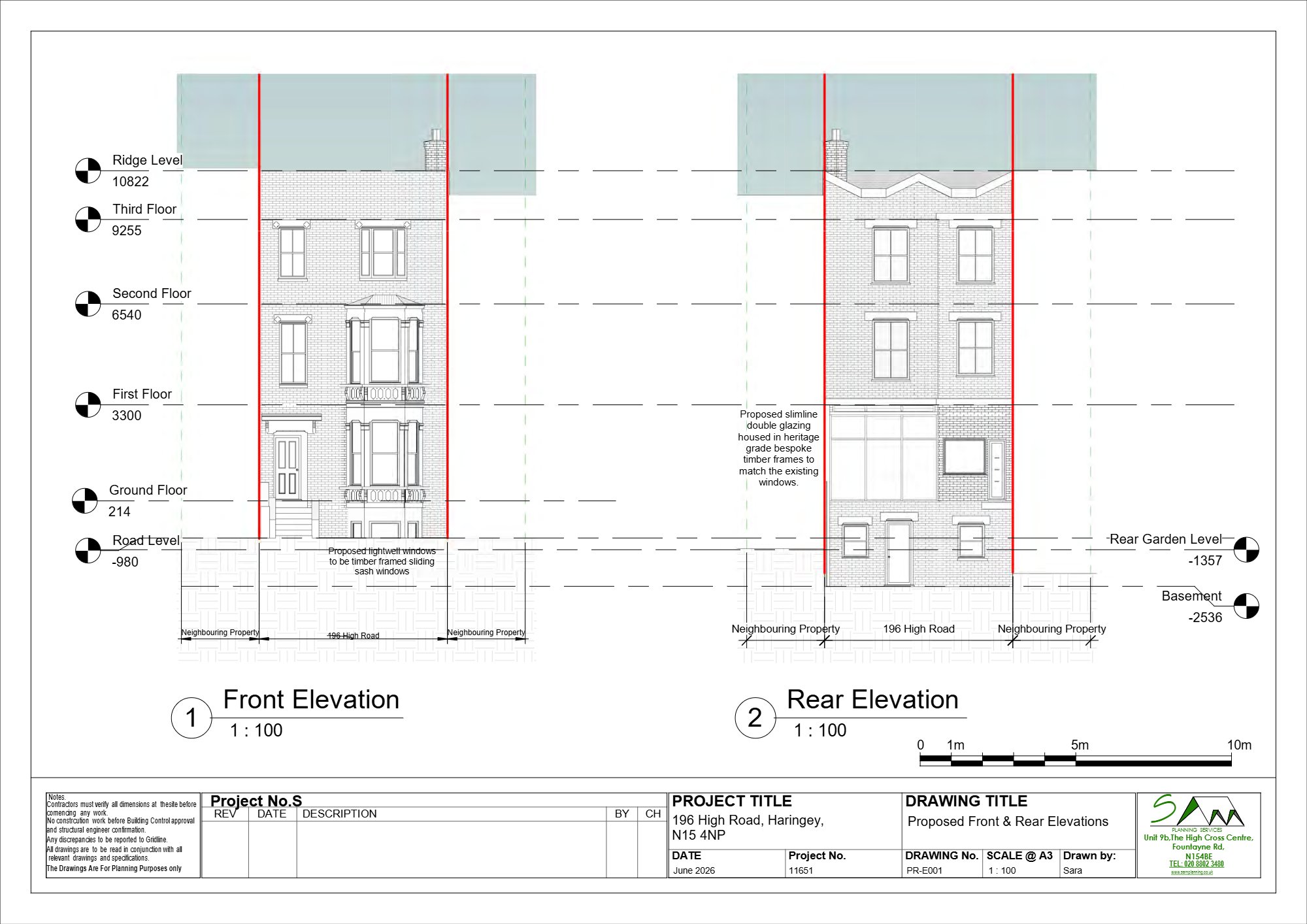 Extension amendment approved at Page Green Terrace, Tottenham — approved drawing 1