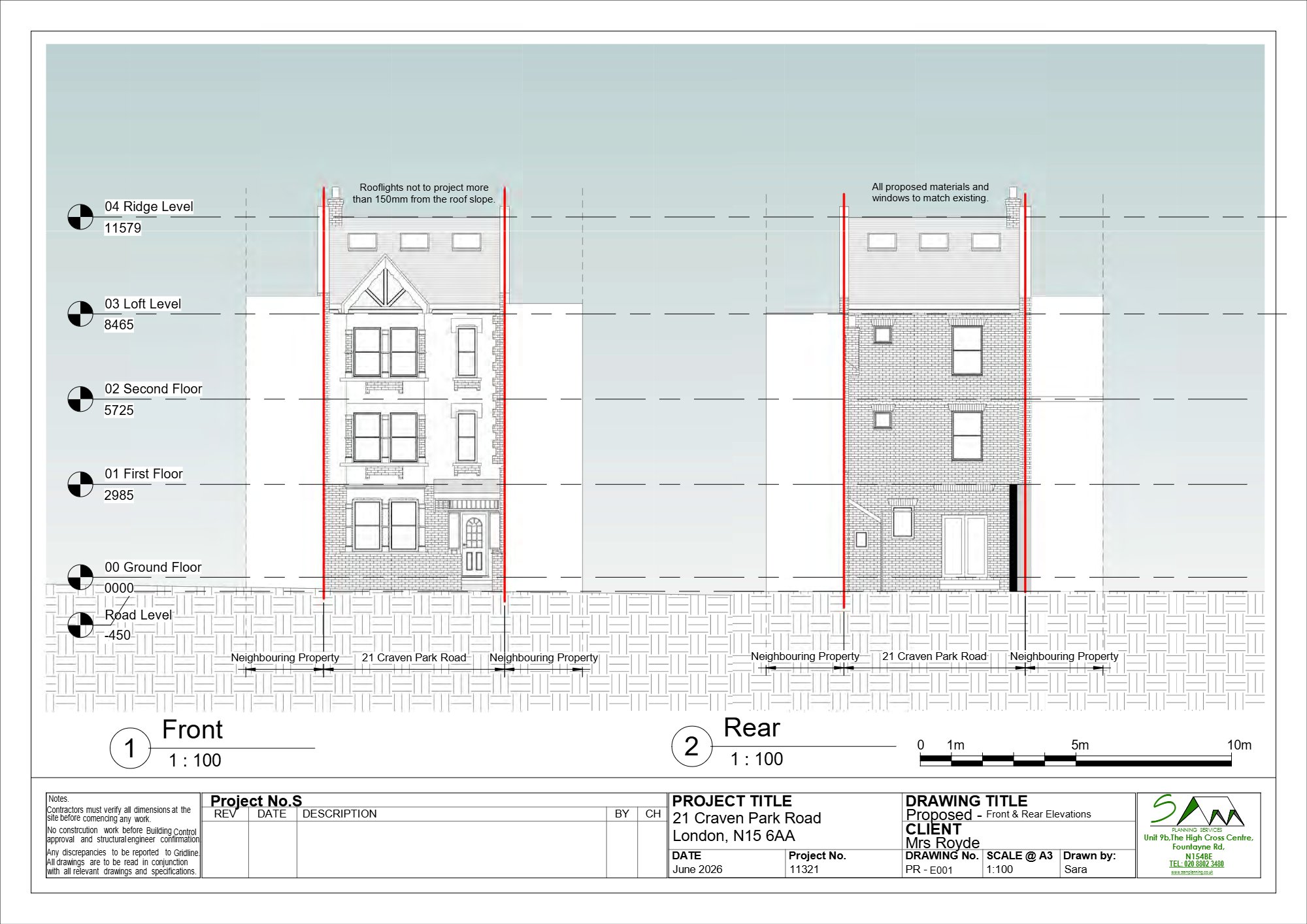 Type 3 loft extension approved in Tottenham, Haringey — approved drawing 1