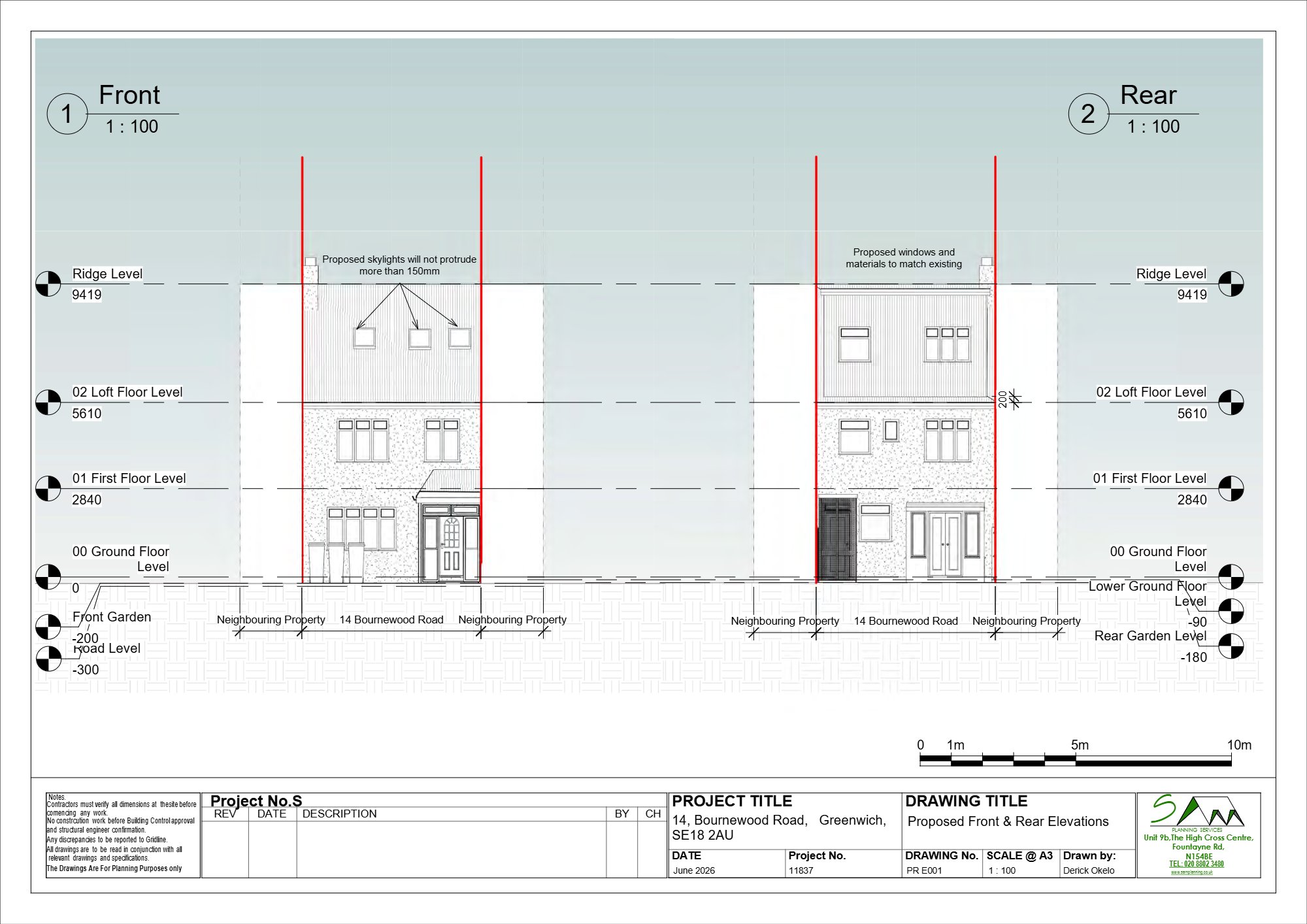 Rear loft dormer approved in Plumstead, Greenwich — approved drawing 1