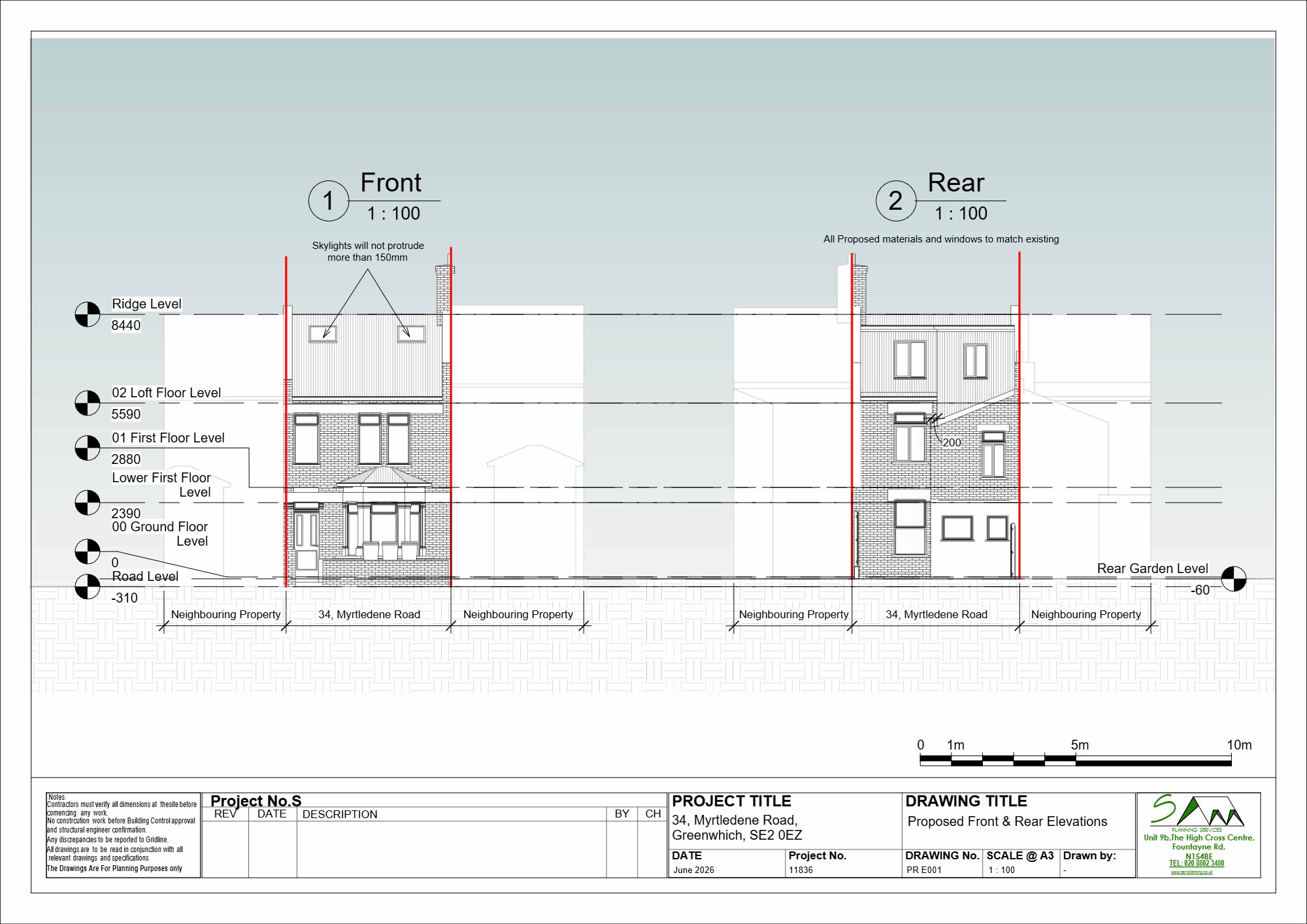 Rear roof extension approved on Myrtledene Road in Plumstead, Greenwich — approved drawing 1