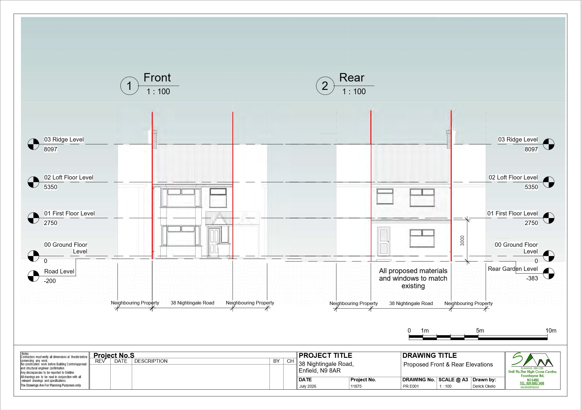 Single storey rear extension approved Nightingale Road in Enfield — approved drawing 1