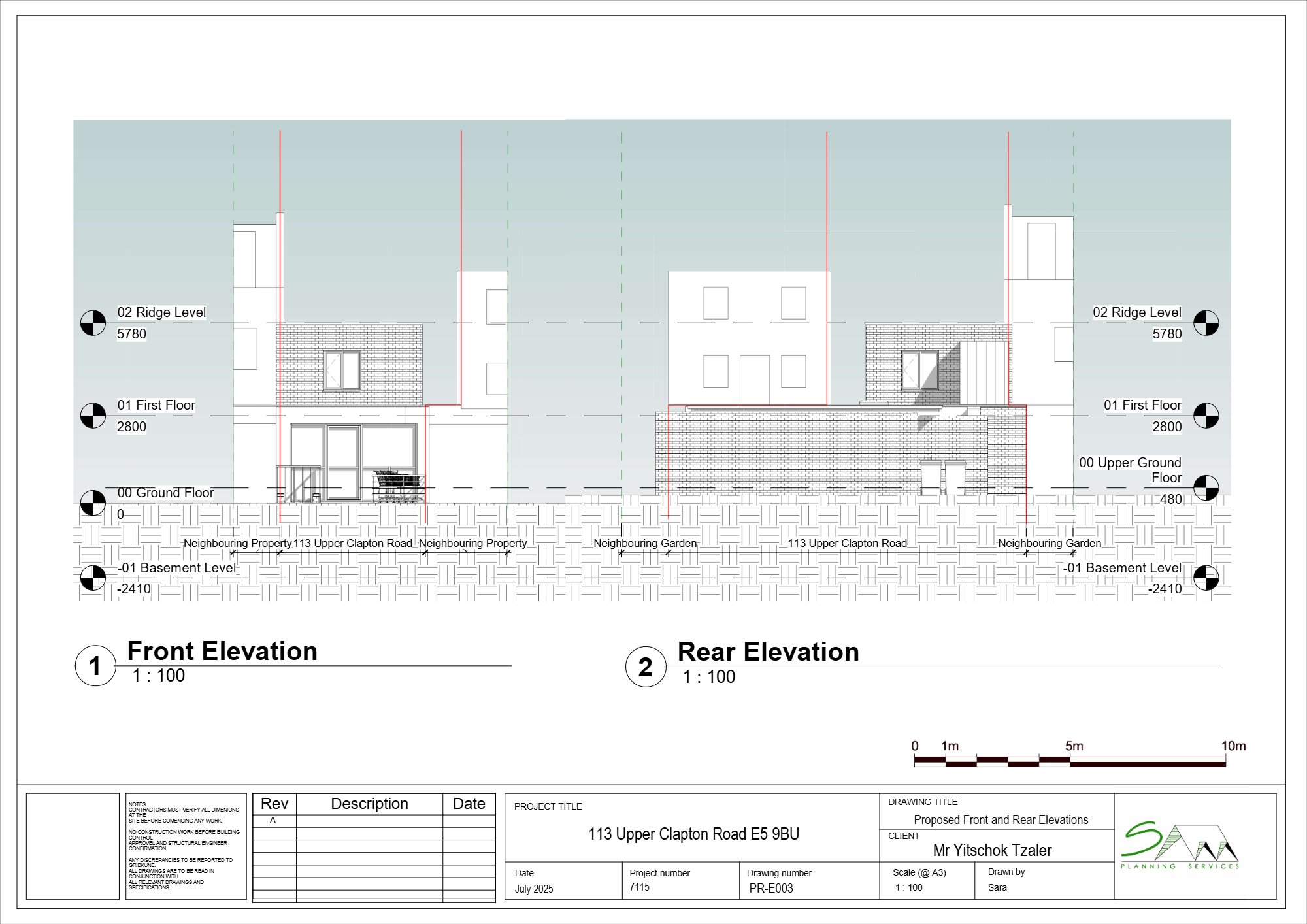 Ground floor residential conversion approved at 113 Upper Clapton Road, Hackney — approved drawing 1