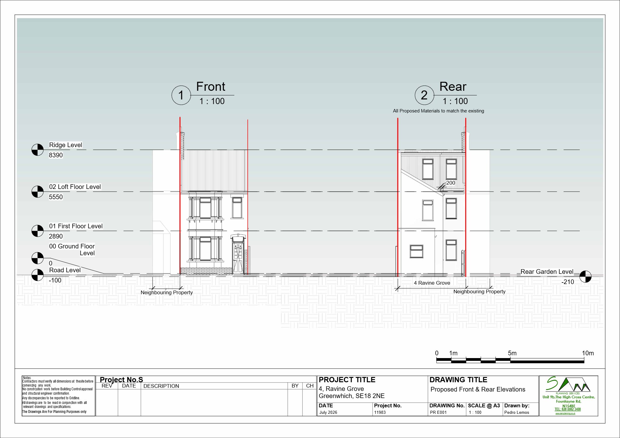 Rear dormer roof extension approved on Ravine Grove, Greenwich — approved drawing 1