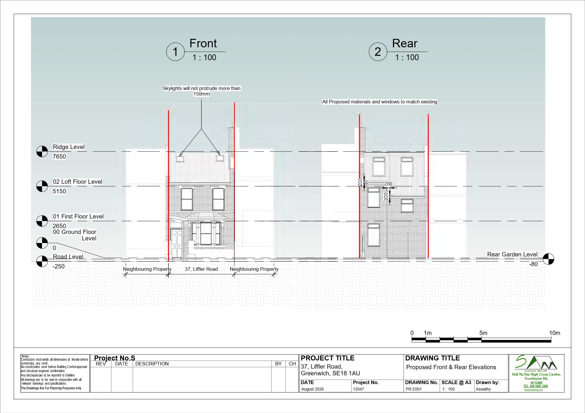 Rear roof extension lawful development certificate approved in Plumstead, Greenwich — approved drawing 1