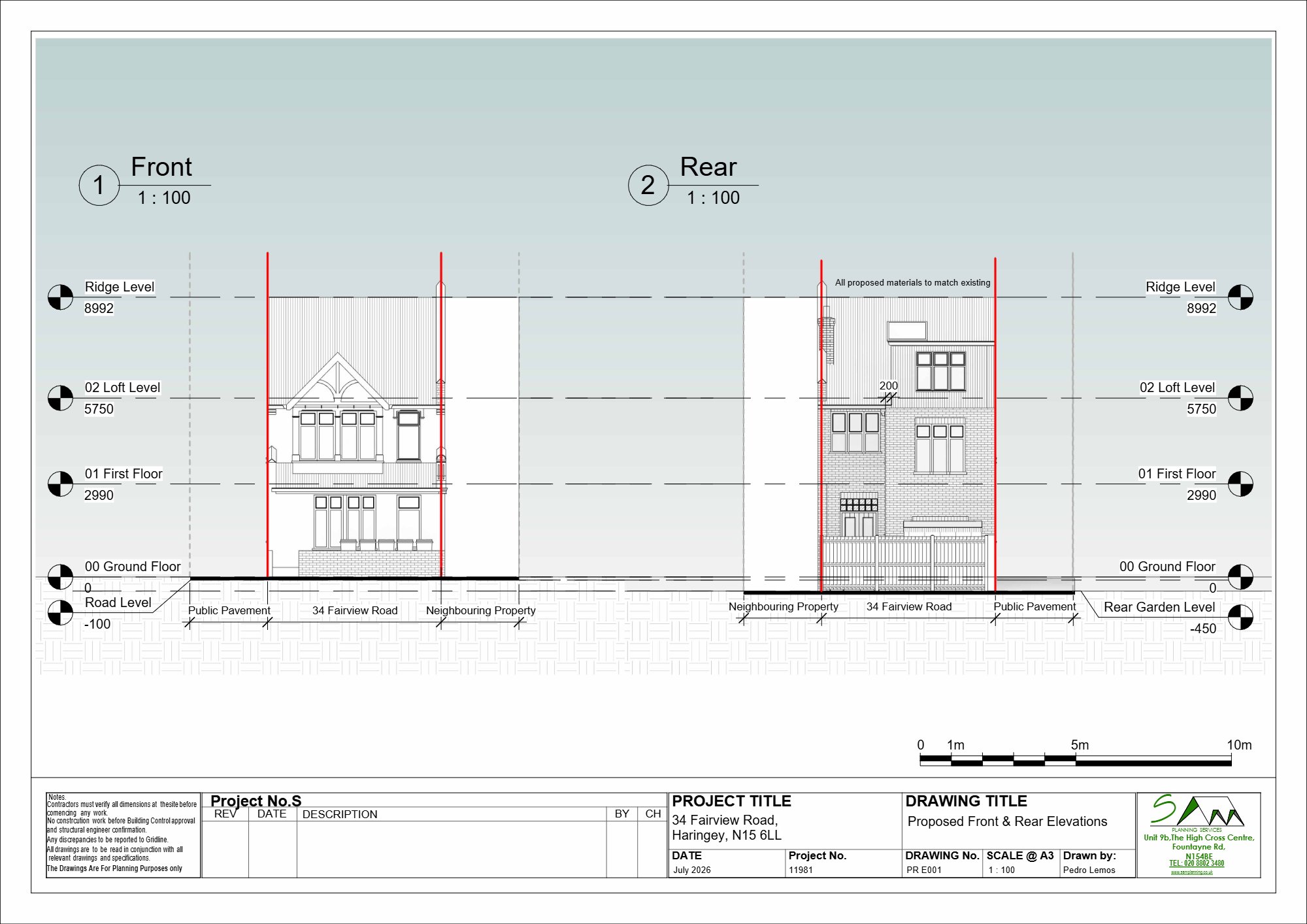 Rear roof extension certified lawful at Fairview Road, Tottenham — approved drawing 1