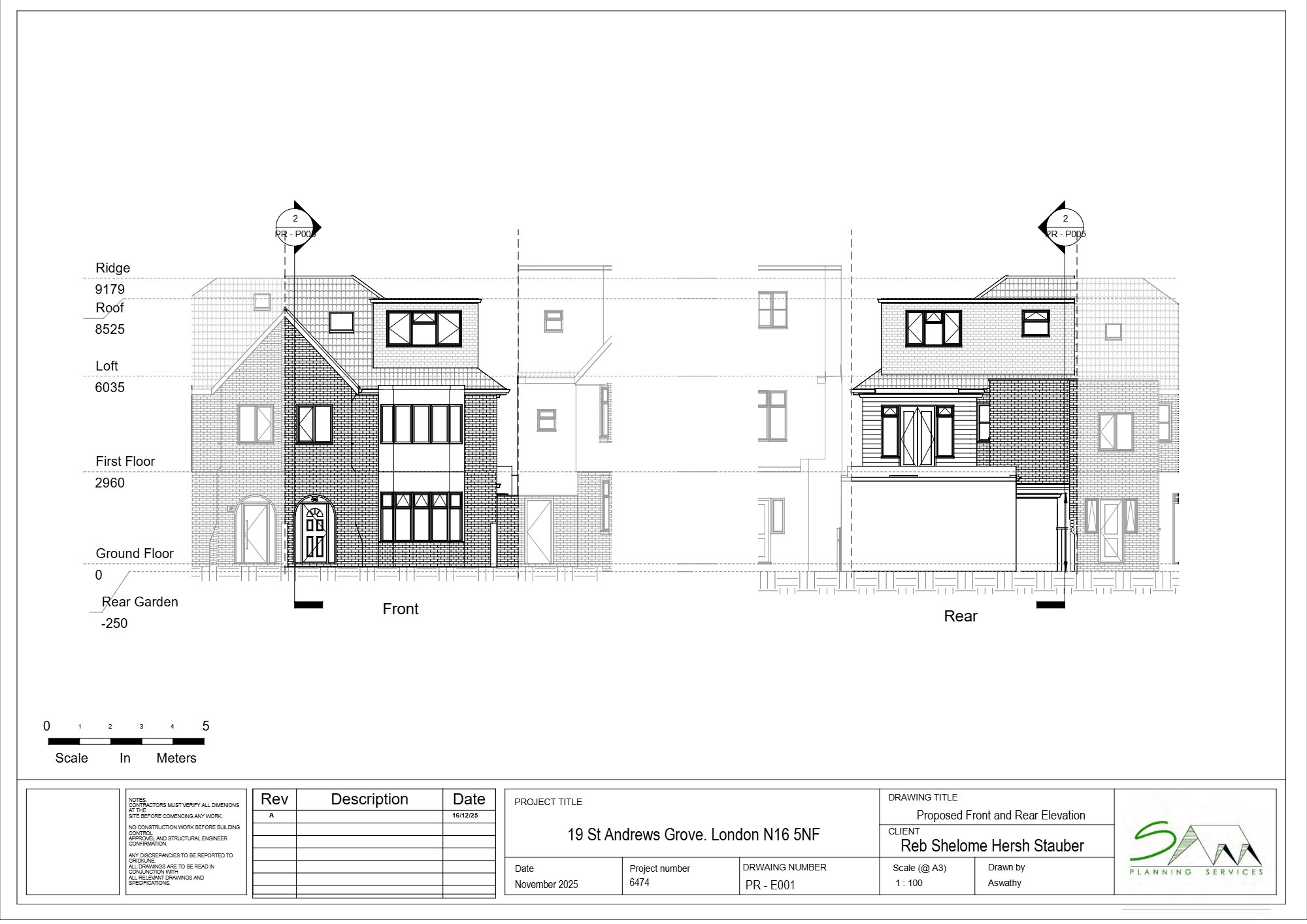 Granny annex outbuilding approved on appeal in Hackney — approved drawing 1
