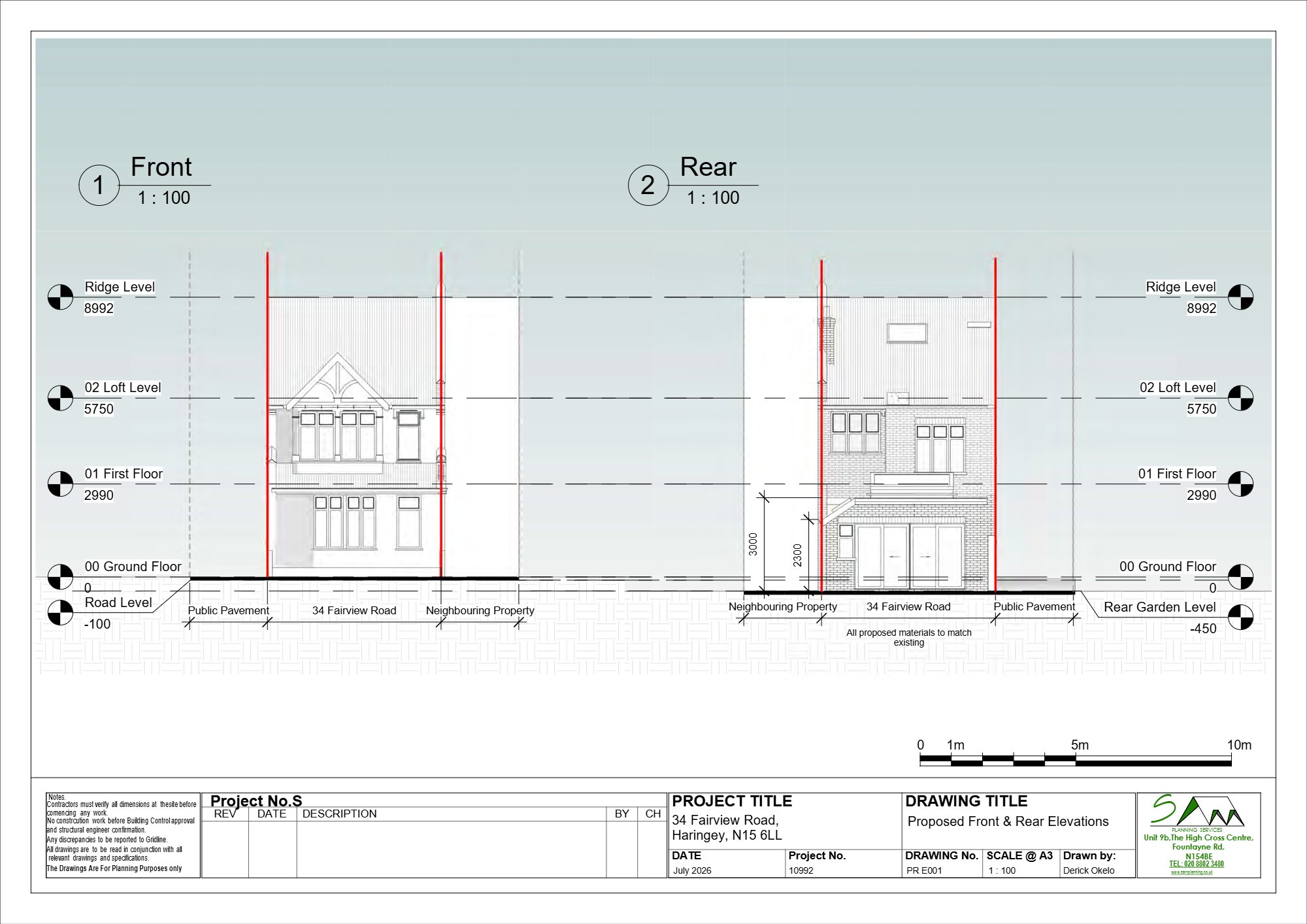 Wraparound rear extension approved in Tottenham, Haringey — approved drawing 1